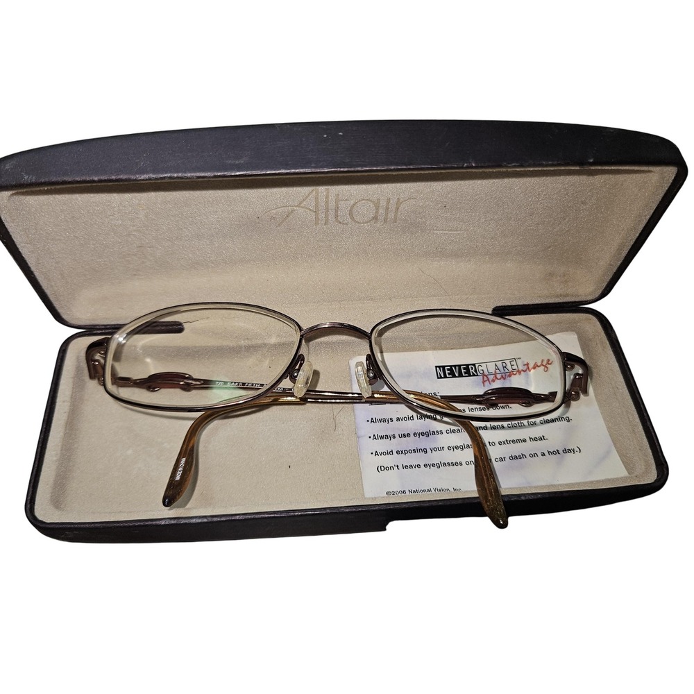 Saks Fifth Avenue Altair Eyeglasses Brown Metal Frame 173 FLR 135 Case Cloth